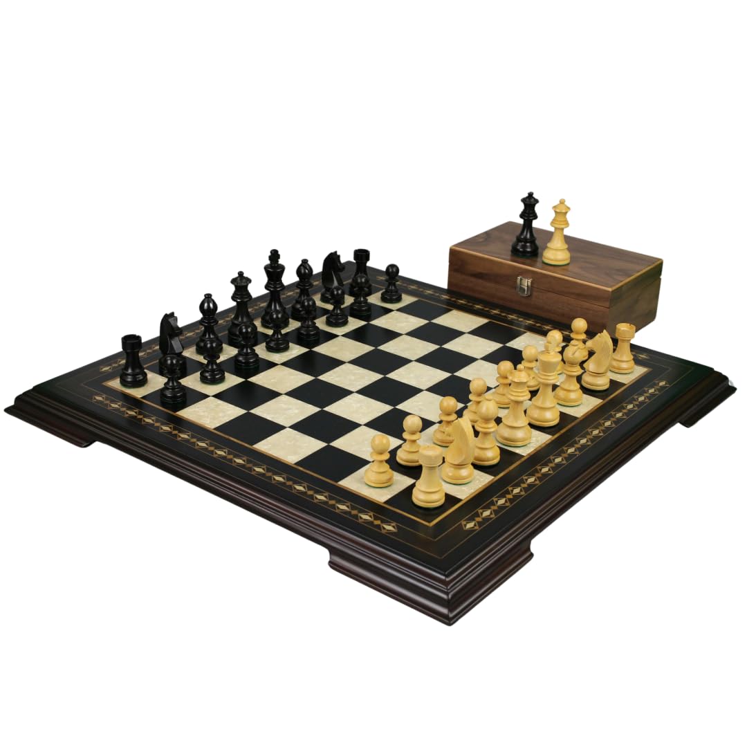 Set di scacchi in legno da 50,8 cm con pezzi di cavaliere francese Staunton ebanizzato ponderato -9,5 cm