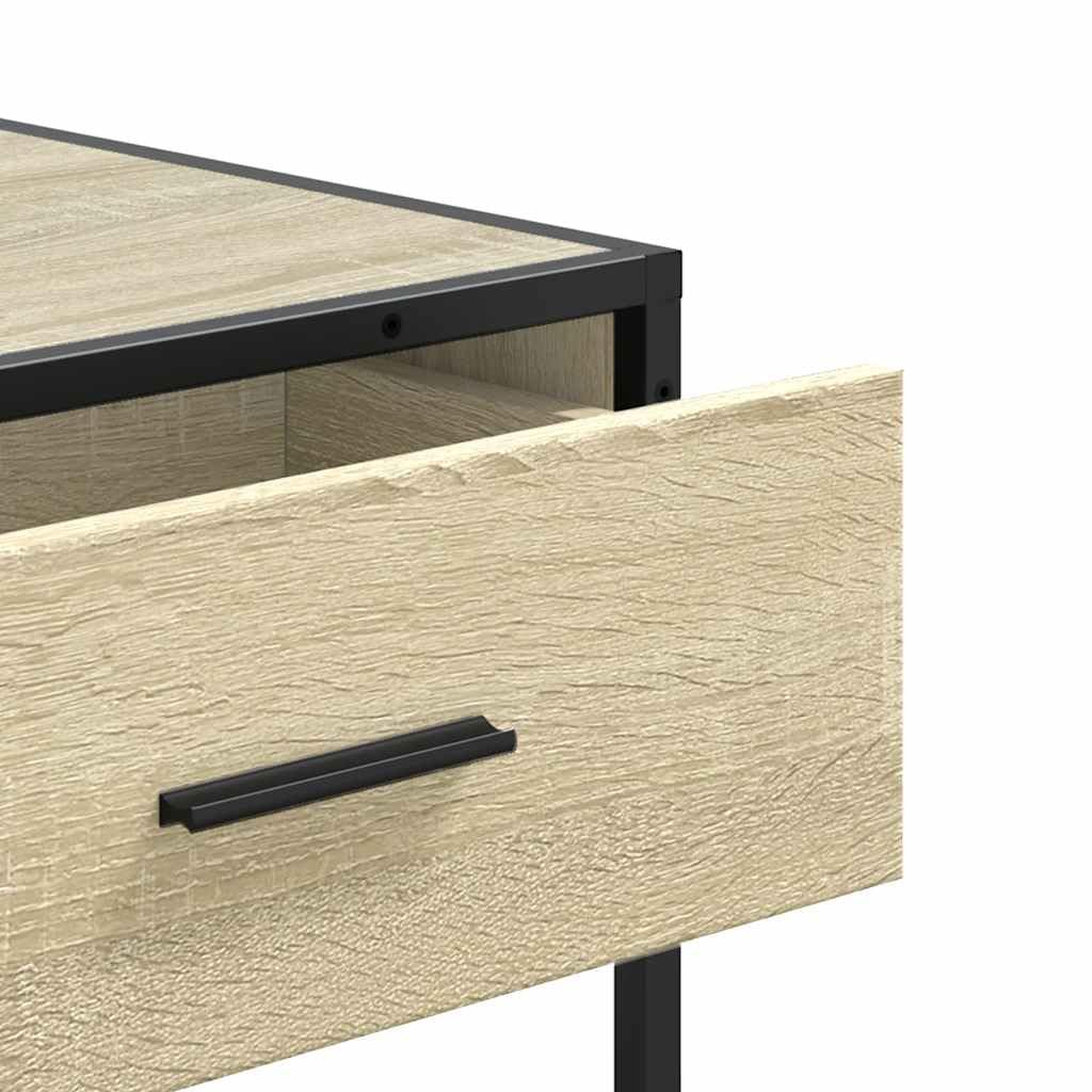 Tavolo Consolle Rovere Sonoma 90x35x80 cm con Cassetti e Ripiani | Mobile da ingresso salvaspazio con struttura in metallo stabile, ideale per organizzare corridoio e soggiorno.