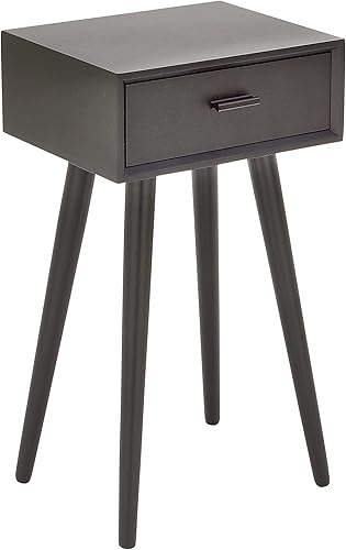 Miniatura 9 de Deco 79 Mesa auxiliar de madera con un solo cajón, mesa auxiliar de 16 x 13 x 28 pulgadas, color negro