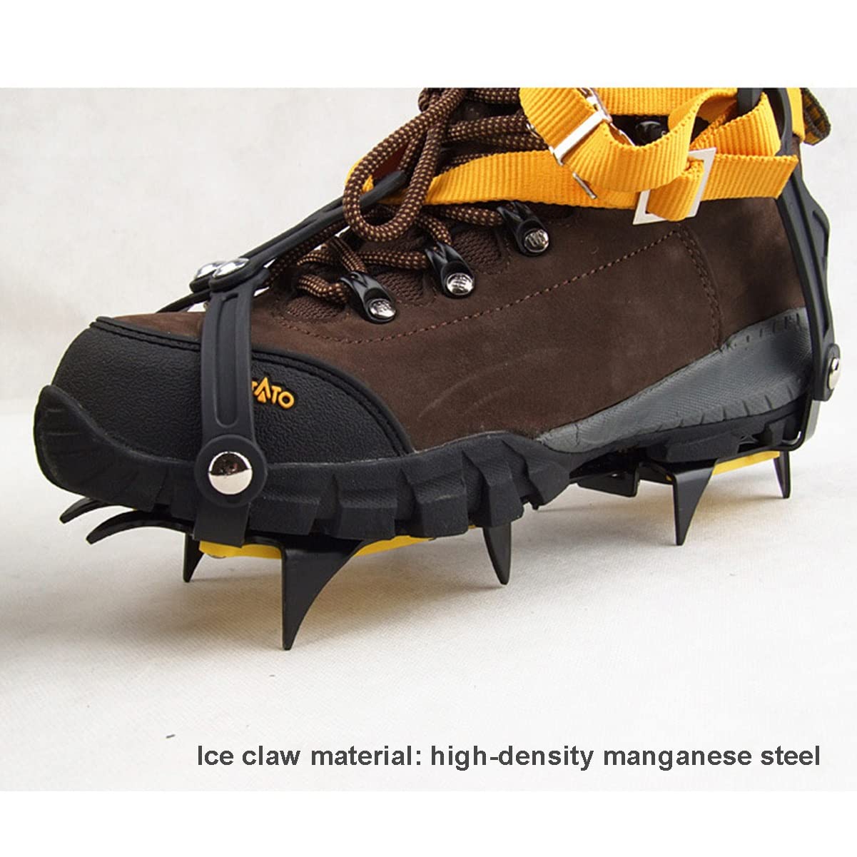 10 dientes antideslizantes garras de hielo, crampones de hielo ajustables, de alta resistencia de acero de hielo Cleat, pinchos de tracción de hielo para los zapatos y las botas para la nieve y el bar