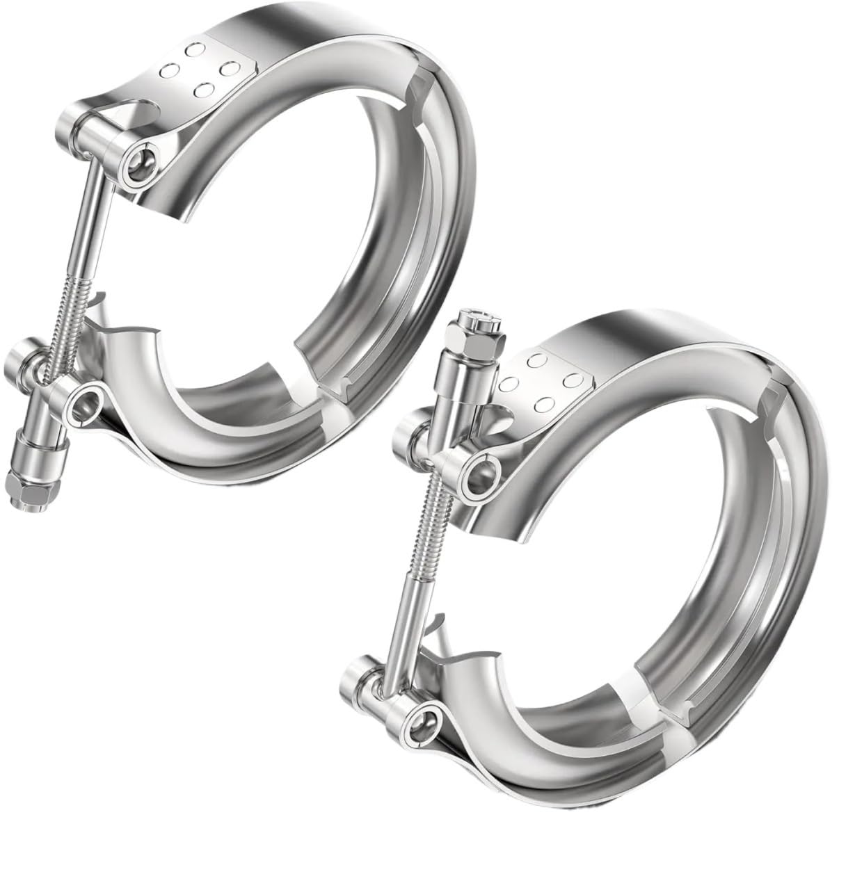 Tgdgfkias One Color Exhaust V Band Clamp, V-Band Clamp Pack Of 2 Stainless Steel For Turbo Exhaust Sizes 1.5 To Inches(2.75Inch)