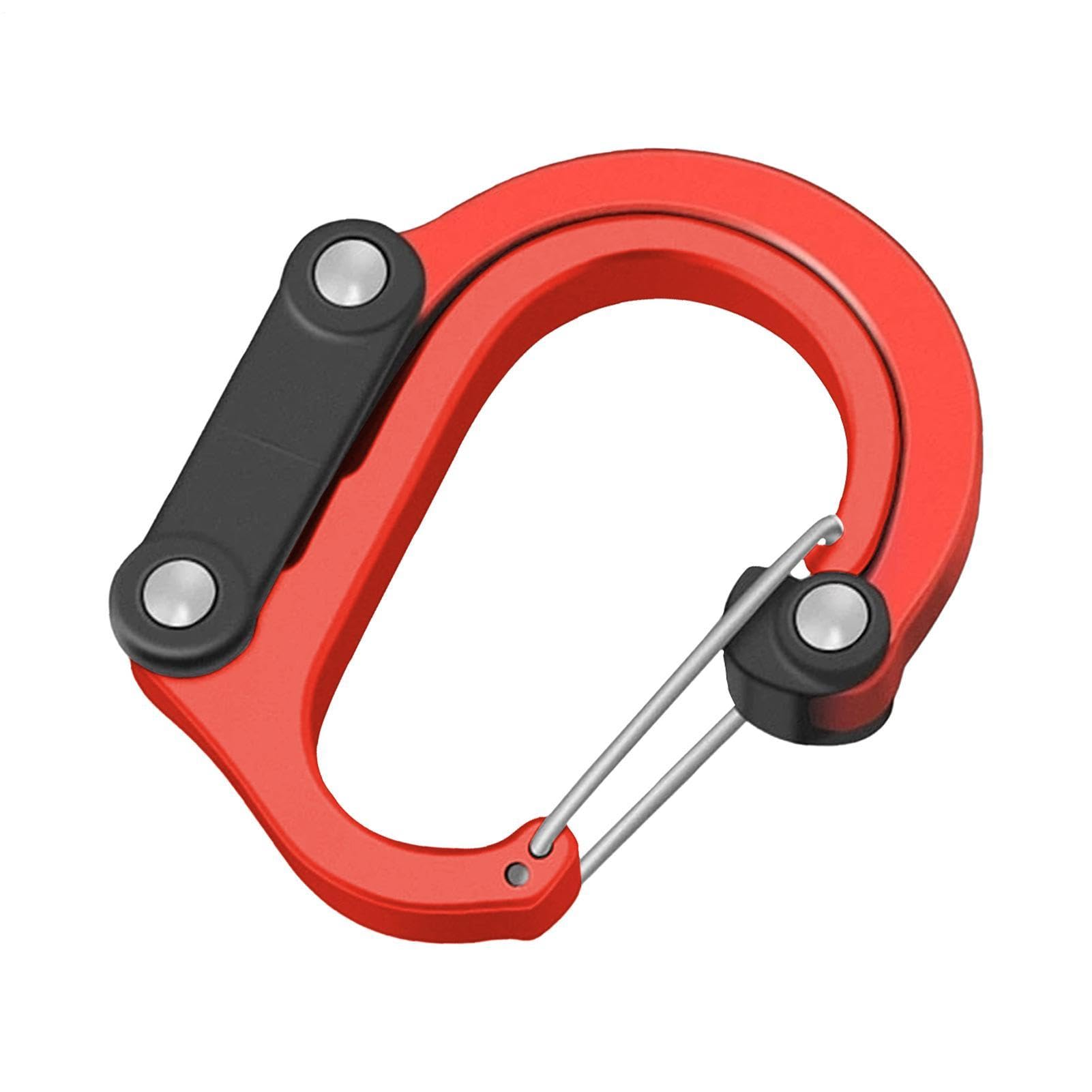 Locking Carabiner - Heavy Duty Aluminum Carabiner Key Chain | Heavy Duty Aluminum Clip, Folded Joints Rotating Hooks, Multipurpose D Shaped