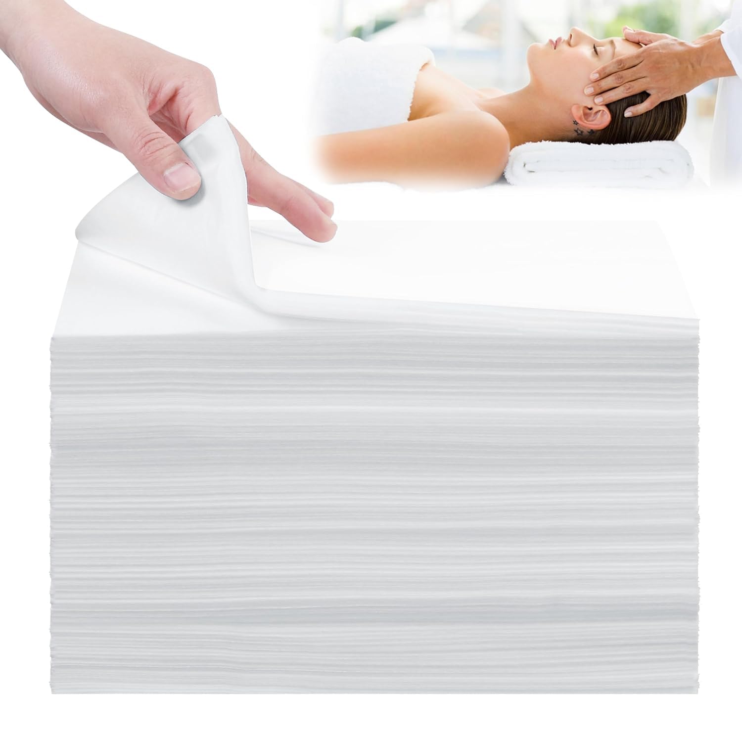 Disposable Bed Sheets, 100Pcs Massage Table Sheets, Non Woven Fabric SPA Bed Cover for Massage Beauty Tattoos, 31.5" x 71" (White)