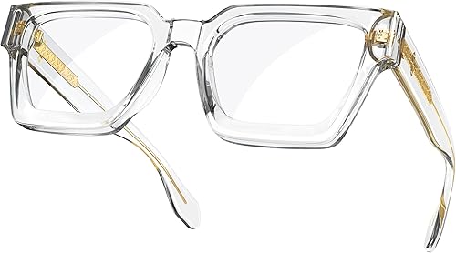 VISOONE - Lentes para bloqueo de luz azul rectangulares elegantes estilo preparatoria multicolor marco para mujeres y hombres diseño River