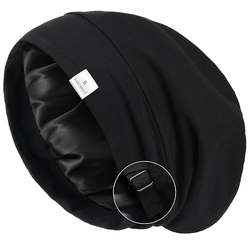 YANIBEST Gorro holgado con forro de satén para dormir gorro de satén para mujeres y hombres color negro puro Aa-pure Black, Ab-black, Black Floral,