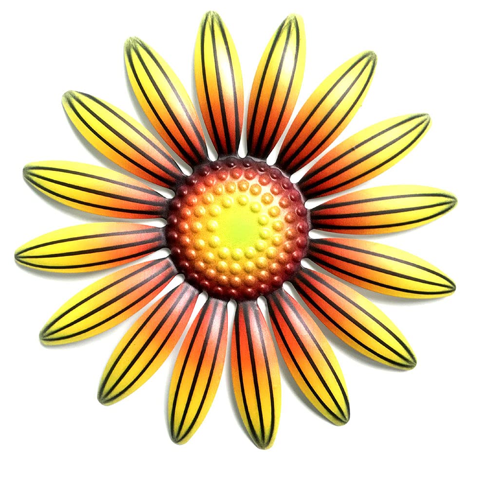 CENPEK 11 Inch Metal Sunflower Wall Art Wall Decor Fence Decor Yard Wall Hanging Sculptures Decor