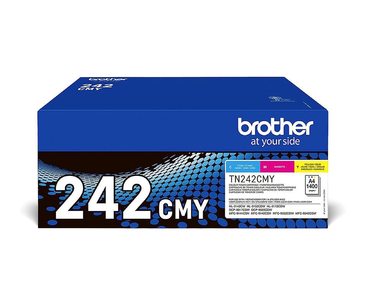 Brother Original TN-242CMY Multipack mit 3 Tonern Cyan/Magenta/Gelb, für bis zu ca. je 1400 Seiten, für DCP-9017CDW, -9022CDW, HL-3142CW, -3152CDW, 3172CDW, MFC-9142CDN, 9332CDW, -9342CDW, Value Pack