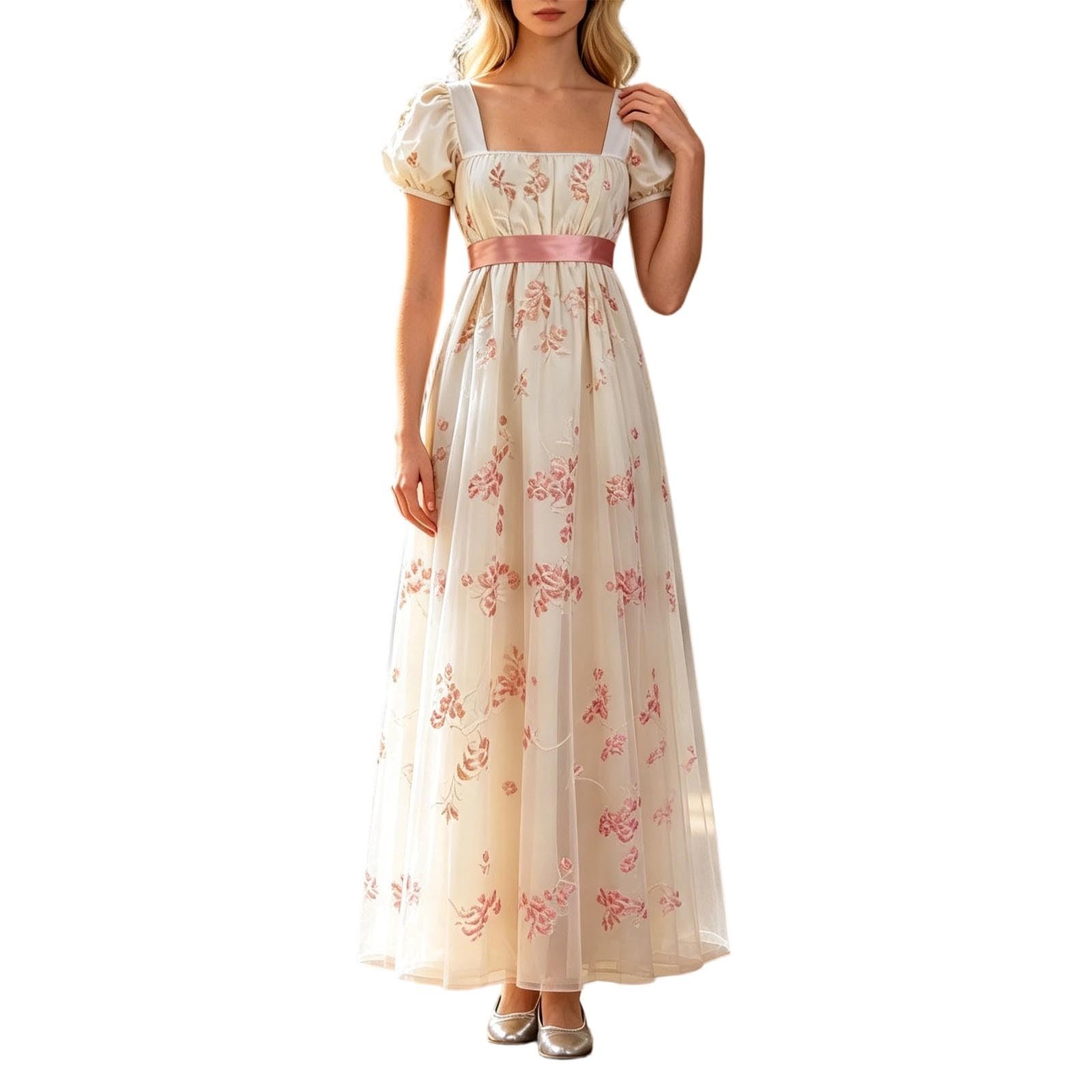 Abito Elegante con Maniche a Sbuffo e Colletto – Abito Lungo in Stile Cortile per Cosplay Eventi