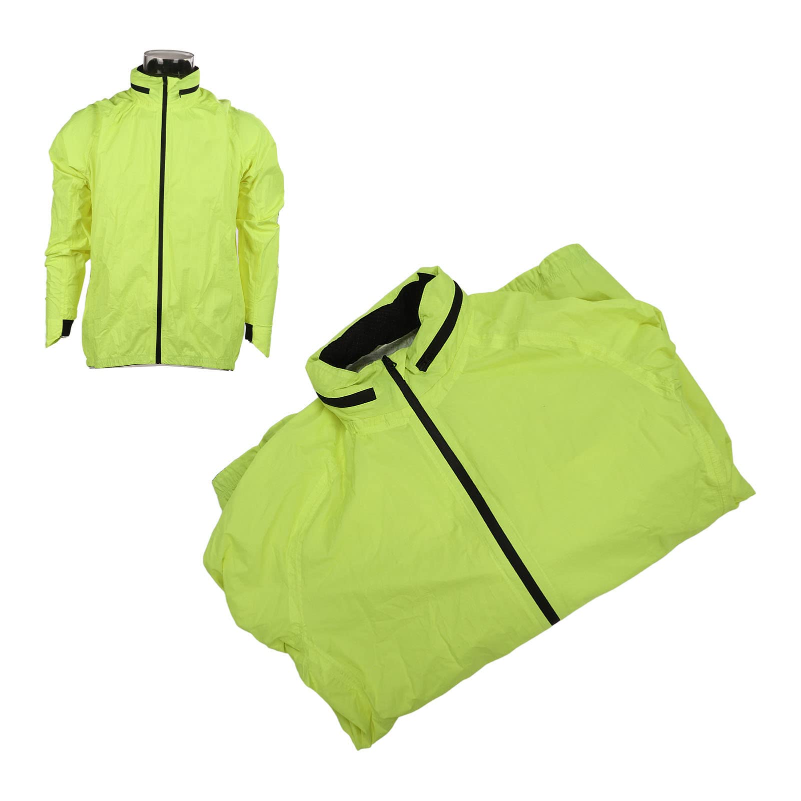 Dilwe Chubasquero, Chubasquero Ligero para Ciclismo, Impermeable y Transpirable, Amarillo Fluorescente para Hombres y Mujeres que Viajan Al Trabajo (XL)