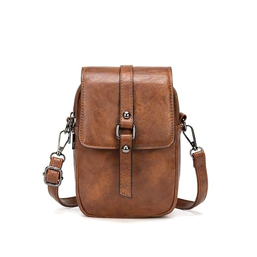Vintage Crossbody Phone Bag for Women, Small Leather Shoulder Purse and Handbag with Tassel&Rivet Decoration