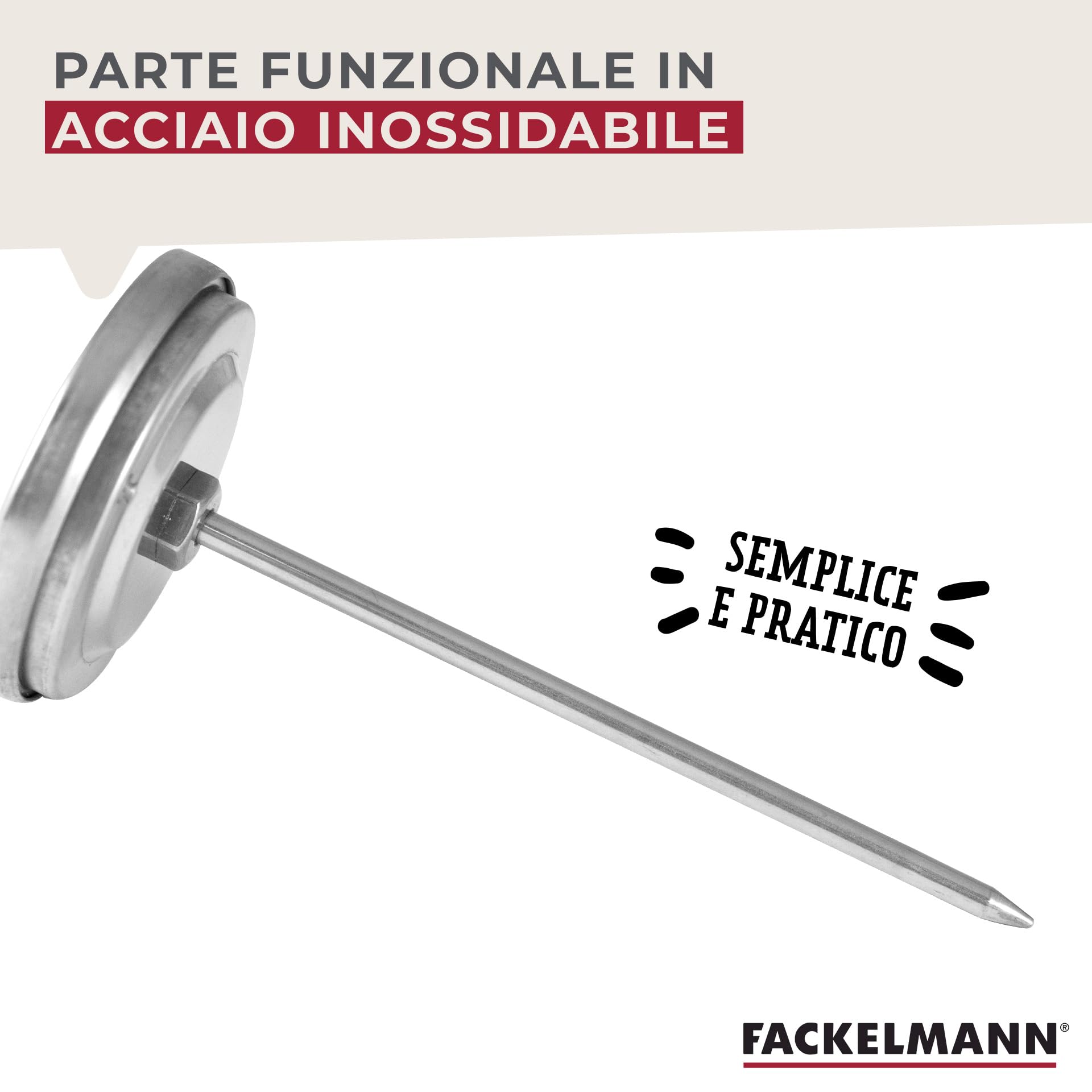 FACKELMANN Termometro per Carne e arrosti, Food&More (Colore: Argento), quantità: 1 Pezzo