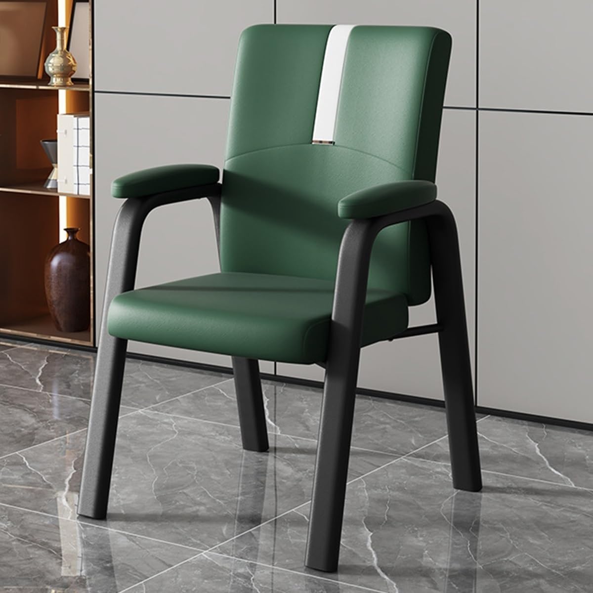 Ergonomischer Bürostuhl Mit Armlehnen Gästestühle Mit Metallgestell Für Den Warteraum Zu Hause Bürostühle Für Konferenzräume Sofa-Sessel Lesesessel Für Das Wohnzimmer(Groen)