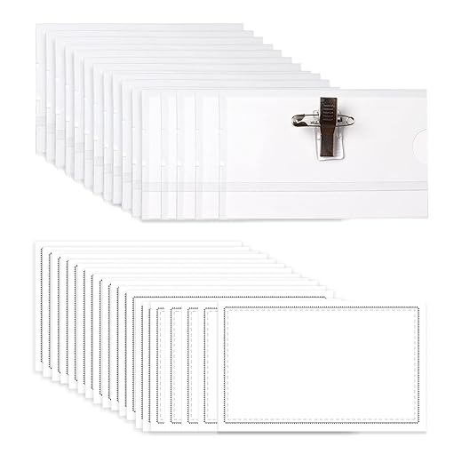Anjmd 60 Pcs Pin Style Combi Clip Horizontal Name Badge Holders ID Card Holders with Inserts Fit Card (3.38×2 inch)