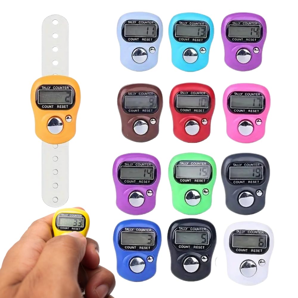 DuaProducts 13 Pack Electronic Finger Counter, Mini LCD Digital Display Tally Counter 5-Digit Number Count Clicker, Counters Clickers for Knitting, Crochet, Coaching, Lap, Golf, Toddler & Fidget