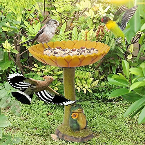 Tptp Wild Animals Statue Pedestal Bird Bath Courtyard Decoration Bird Baths For Outdoors,Squirrel, Fox, Frog Bird Bath Bowl,Garden Decoration Ornaments (Frog) #TOP3