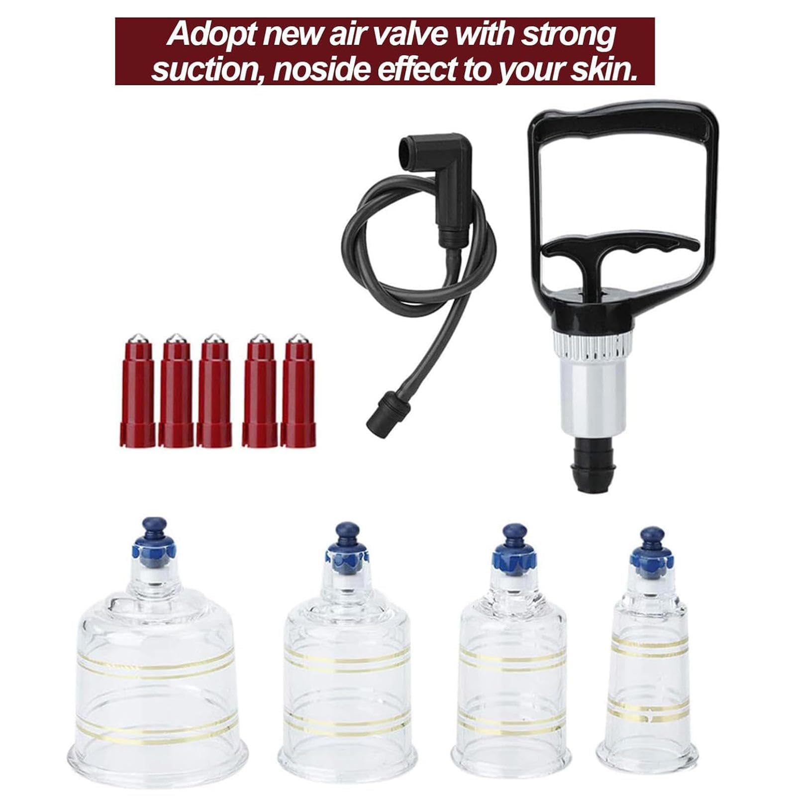 Schröpfset, Premium-Schröpftherapie-Set mit 19 Schröpfbechern, Muskel-Schröpfwerkzeug, einschließlich Pumpengriff und Verlängerungsrohr für den Salon- oder Heimgebrauch