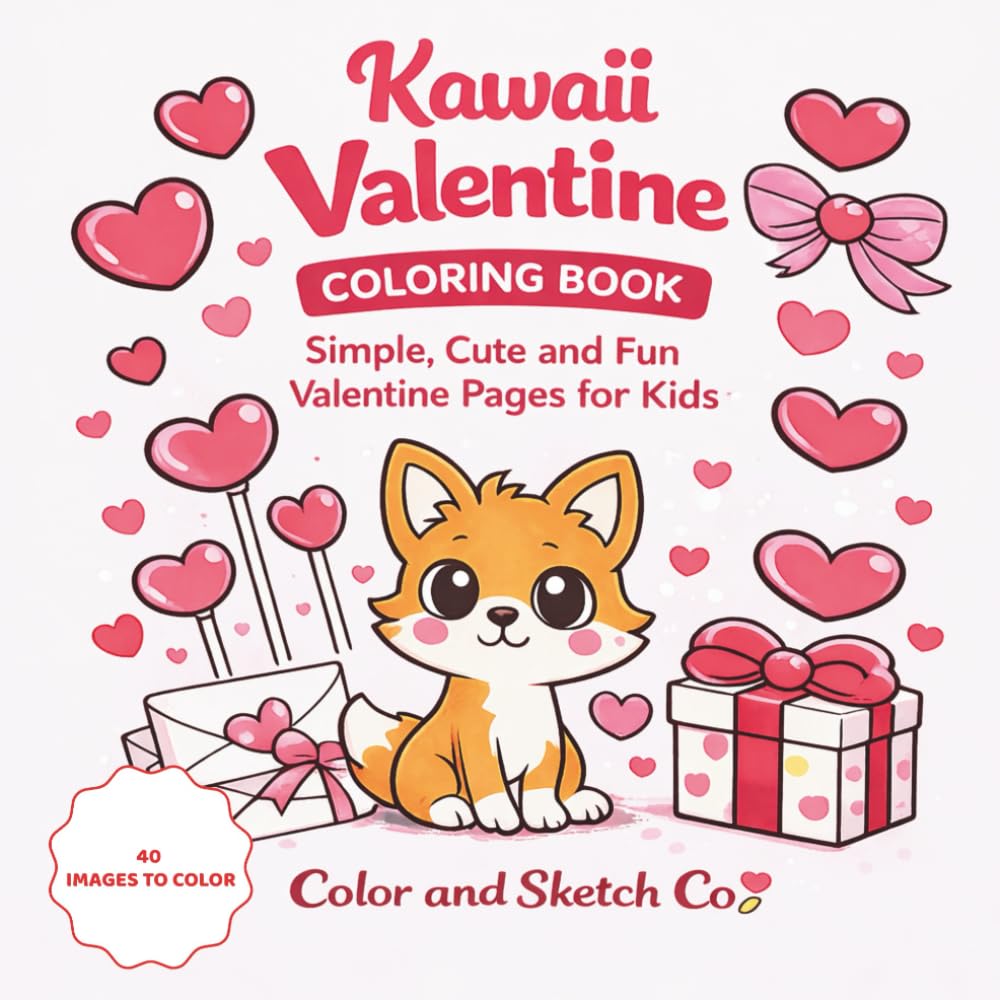 Kawaii Valentine Coloring Book: Simple, Cute and Fun Valentine Pages