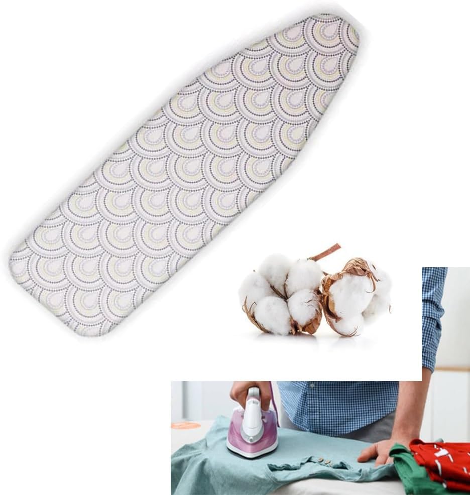Silver Ironing Board Cover and Pad Replacement Ironing Board Cover 12x36 12x38 14x43 15x48in Iron Board Cover Standard Size, Elastic Edge Easy Fit(Natural,110x35cm/43x14in)