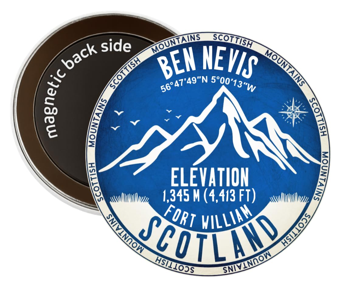 Nomad Charging Box Blue Ben Nevis Scotland Round Decorative Fridge Magnet (Blue)