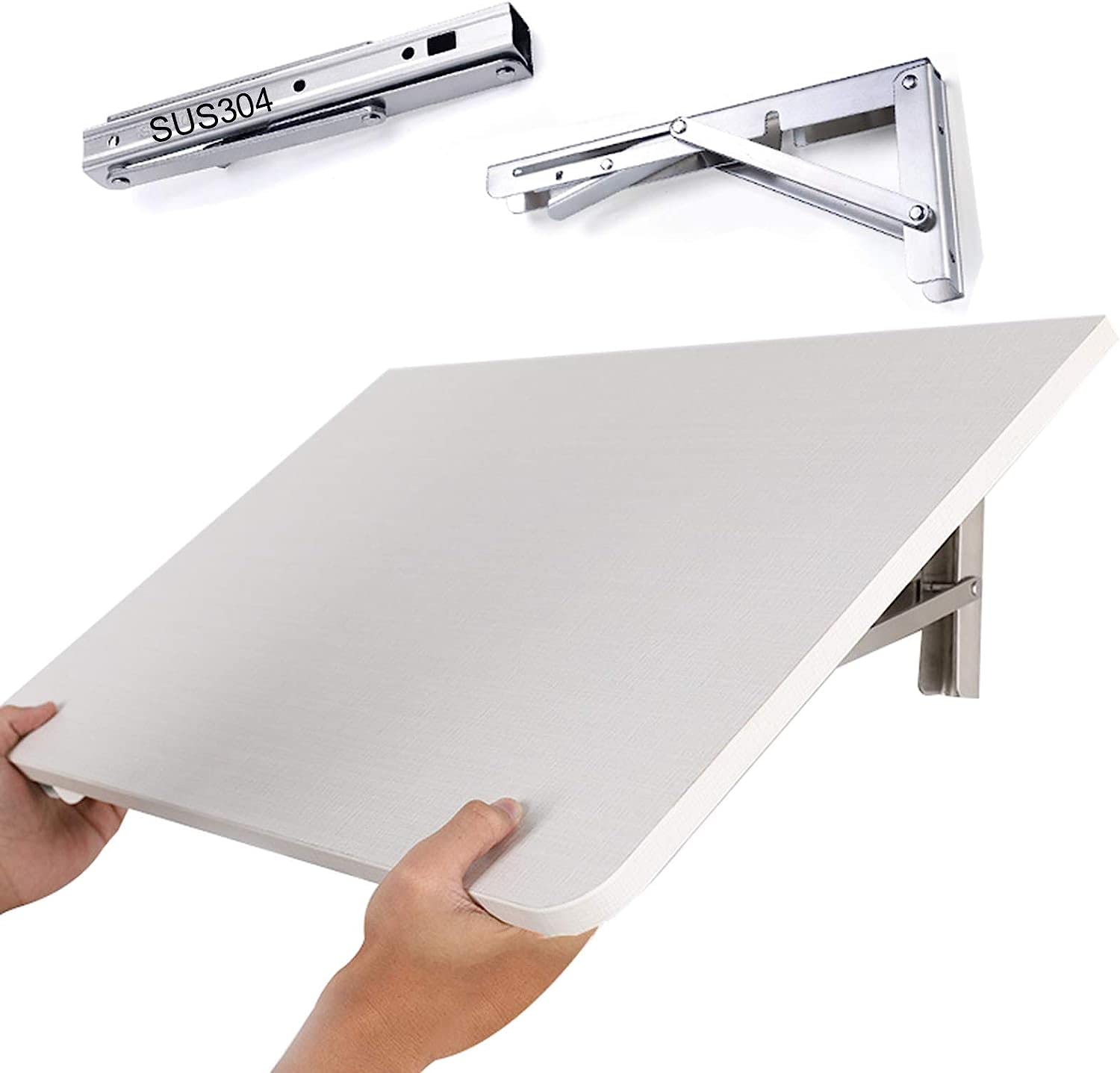Banco de Trabajo Plegable de Mesa Plegable para Montar en la Pared Complemento Garaje y cobertizo/Oficina en casa/Cuarto de Lavado/Bar en casa/Cocina y Comedor, Soportes plegab