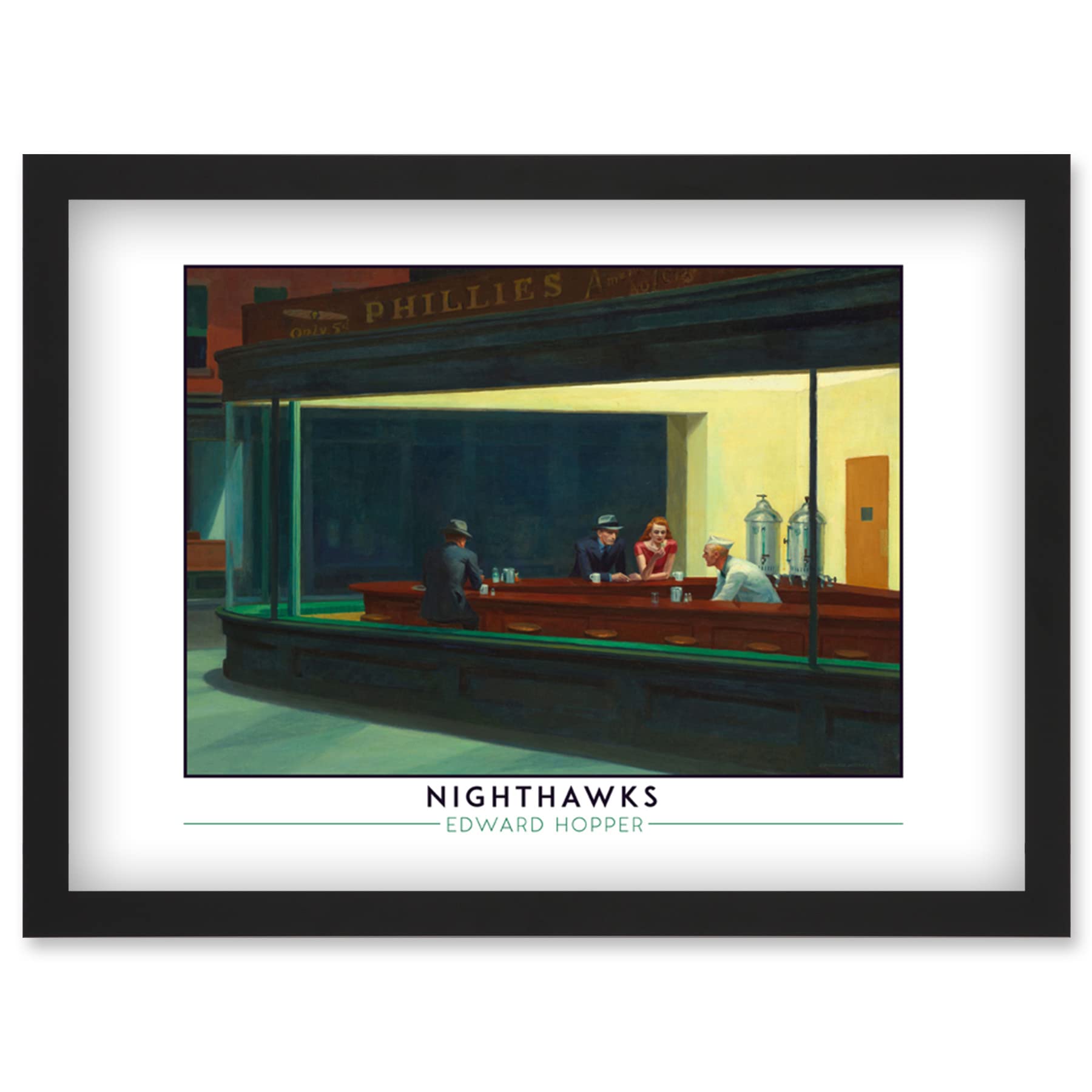 Wee Blue Coo Edward Hopper Nighthawks Iconic Realist Painting Artwork Framed Wall Art Print A4