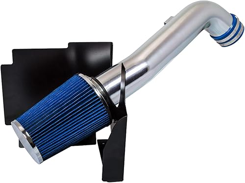 Sistema de admisión de aire frío con kit de protección térmica + filtro combinado azul compatible con Chevy Silverado 25003500 6.6L Diesel apto solo