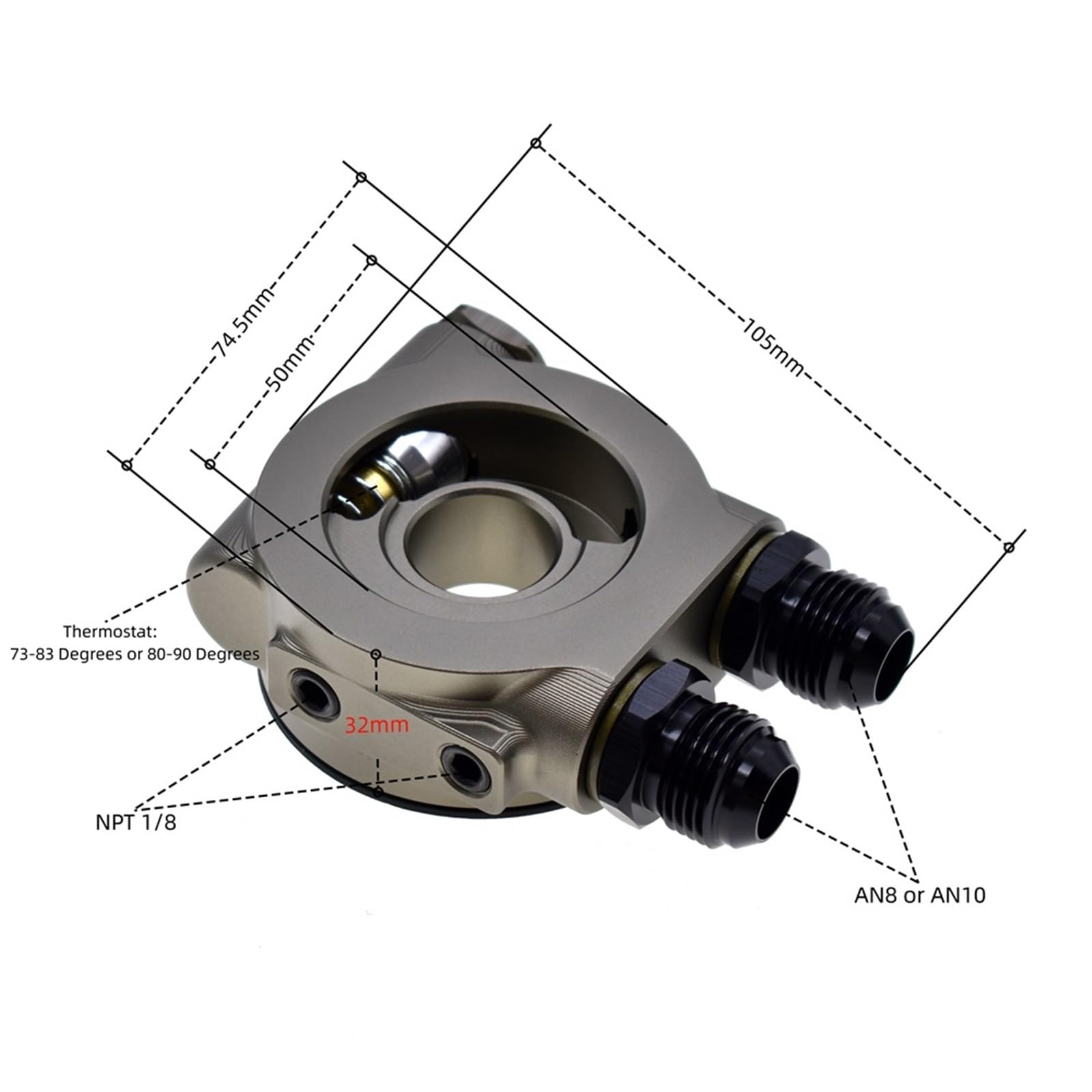 Adaptador Universal de termostato Tipo sándwich para Filtro de Aceite de transmisión M20 x 1.5 3/4-16 UNF AN8/AN10 NPT1/8