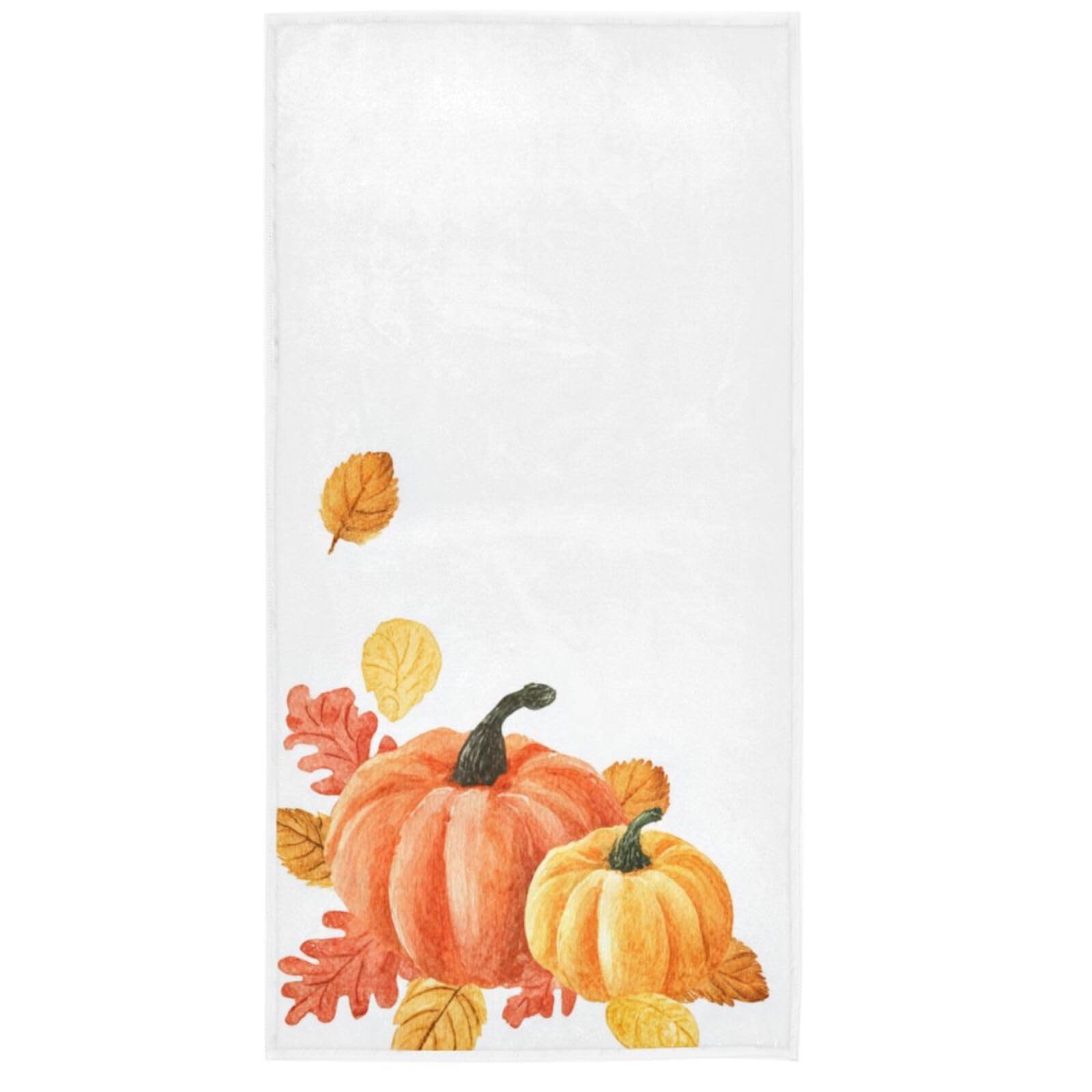 Vdsrup Pumpkins Autumn Leaves Hand Towels Fall Harvest Thanksgiving Holiday Bath Towel Bathroom Fingertip Towels Highly Absorbent Soft
