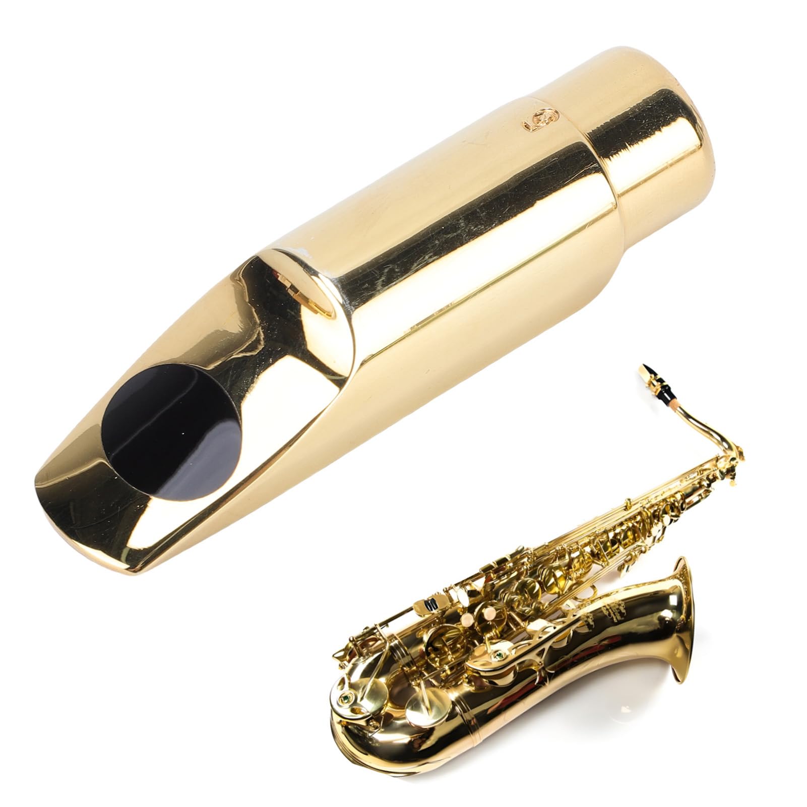 Bocchino Sassofono Soprano Set, Bocchino Saxofono Sax di Ottone con Cuscinetto di Ligatura del Cappuccio per Prestazioni 5#