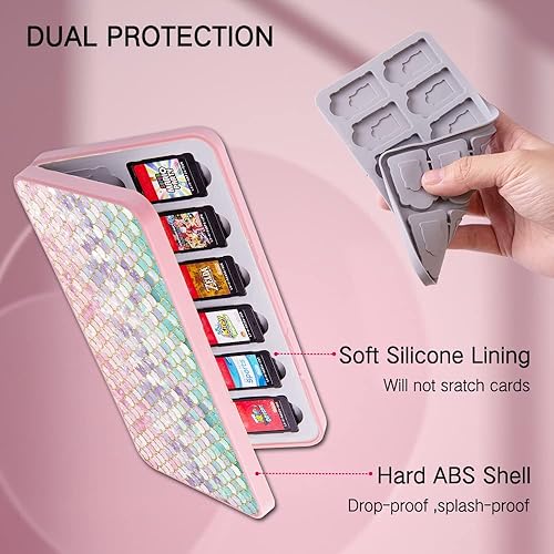 Vista 114 de PERFECTSIGHT 48 Switch Game Card Case for Nintendo Switch OLED Switch Lite, Cute 48 Game Holder Cartridge Case for Game Cards and SD Cards, Kawaii