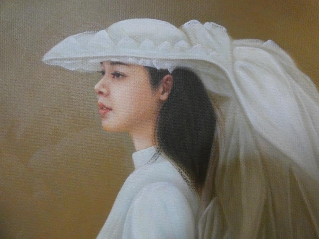 Amazon.co.jp: 人物画 油絵 藤井勉 風薫る F6 額付き 手描き 肉筆