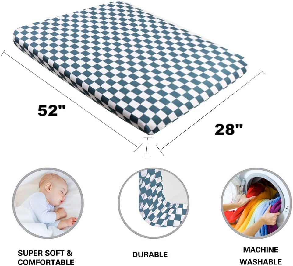 4 Pack Checkered Plaid Crib Sheets Neutral Breathable Buffalo Check Fitted Baby Sheets Nursery Sheets for Baby Boys or Girls (Crib)