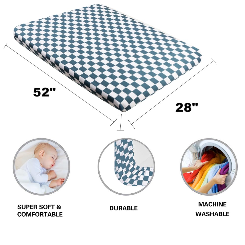 Paquete de 4 sábanas bajeras para cuna a cuadros neutrales, transpirables, sábanas para bebé, para niños o niñas (sábana de cuna)