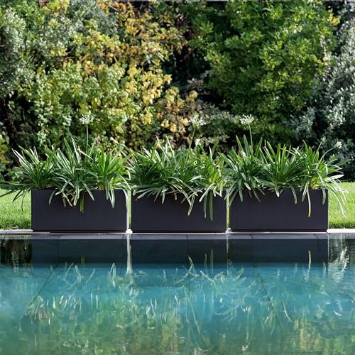 CASARIA® 4X Jardinera Rectangular Exterior 80L 80x36x35cm Macetero Grande Maceta Decoración Flores Resistente Intemperie Jardín Terraza Antracita