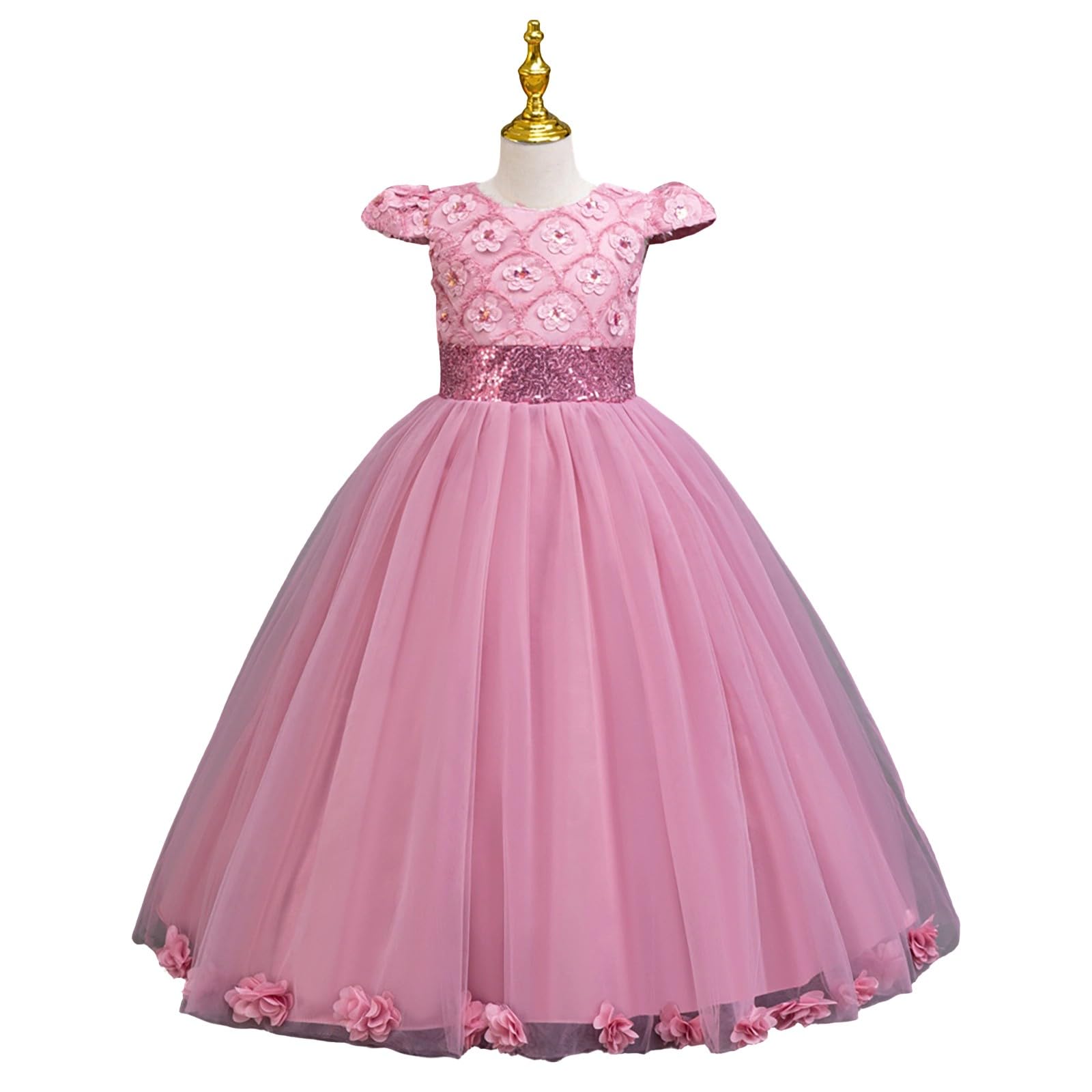 Prinzessin Kleid Mädchen Sommer Ärmellos Festlich Kleid Kinder Rüschen Tüll Sommerkleid Teenager Elegant Abendkleider für Hochzeit Geburtstag A-Linie Dress Blumenmädchen Kleider