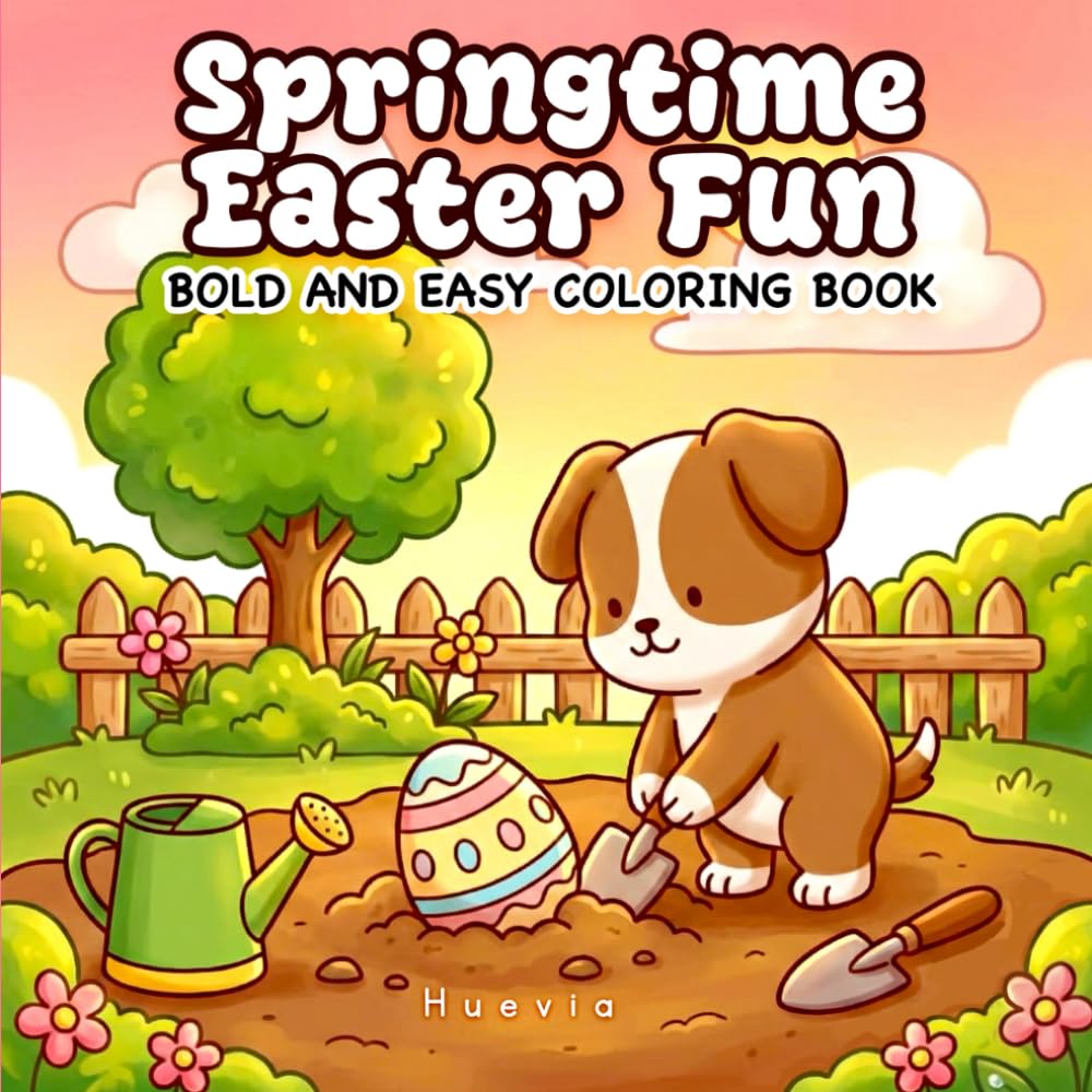 Springtime Easter Fun: Bold and Easy Coloring Book For Adults ,Teen and Kids Featuring Spring and Easter Scenes with Cute Animals for Relaxation (Bold and Easy Designs )