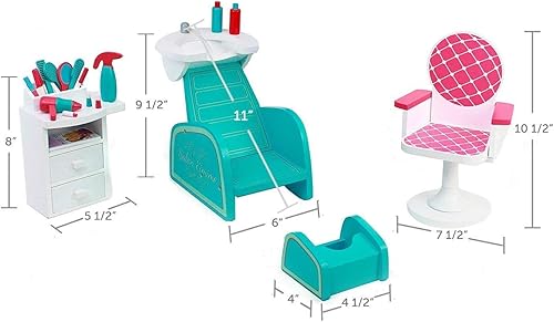 Miniatura 7 de Playtime by Eimmie - Muebles de muñecas de 18 pulgadas, juego de sala de belleza y uñas con accesorios, juegos de madera para muñecas American,