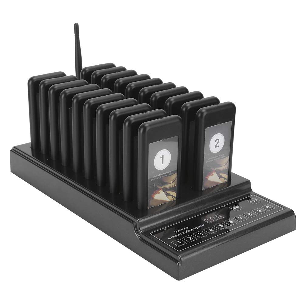 ASHATA de Llamadas,Recargables Portátil Inalámbrico 999 Canal de Localización de Invitados para Hospital Restaurante Almacén Tienda(Negro)