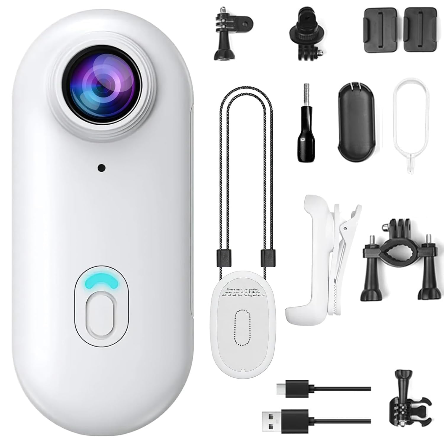OBEST Mini Action Cam 1080P, Telecamera Vlog Magnetica Portatile, Impermeabile 30M con Custodia, 128G TF, Clip 360°, per Viaggi Gatti Animali Domestici