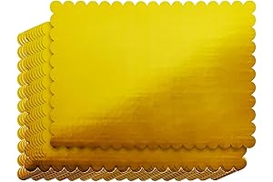 10x14 Cake Board: Gold Scalloped Foil Dessert Base