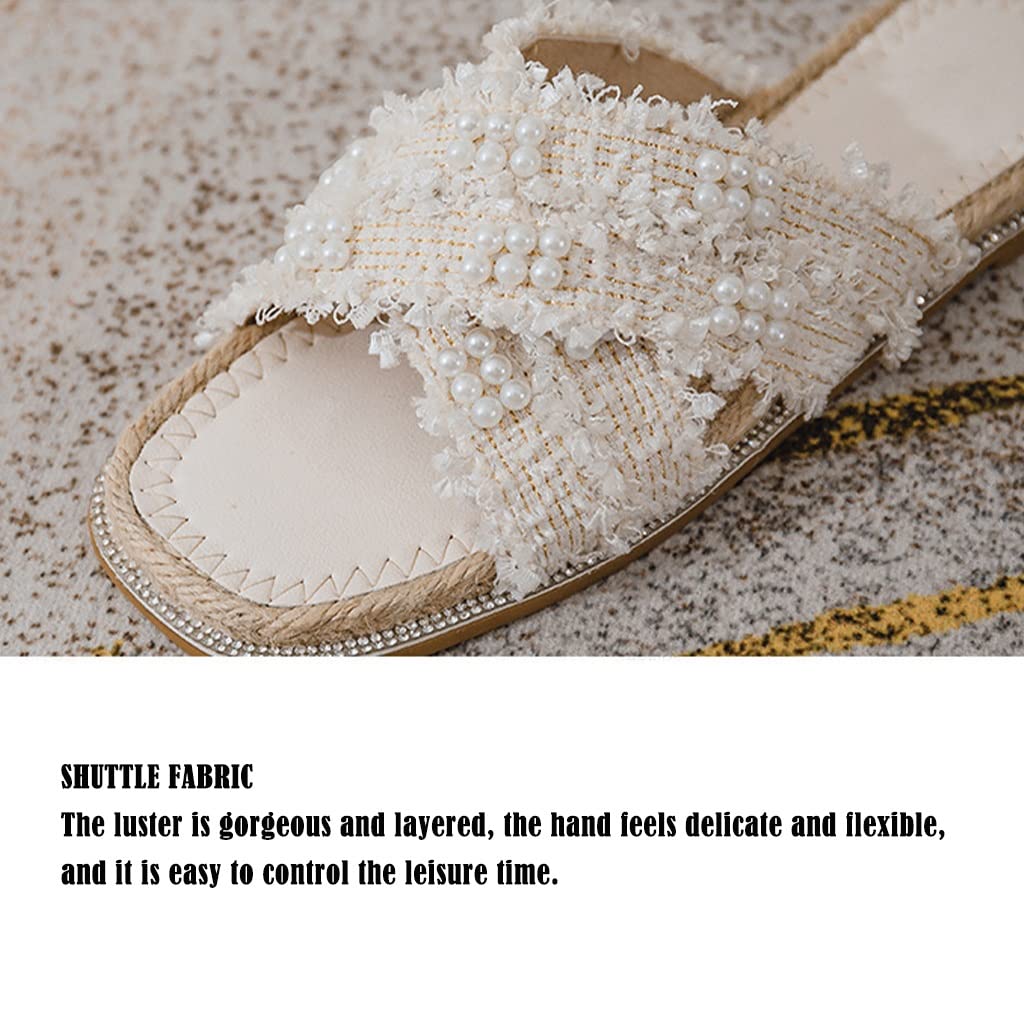 Zapatillas ligeras de lino y algodón para mujer, zapatos transpirables antideslizantes con cinturón cruzado para la playa al aire libre, sandalias planas con punta abierta de verano para mujer (color: