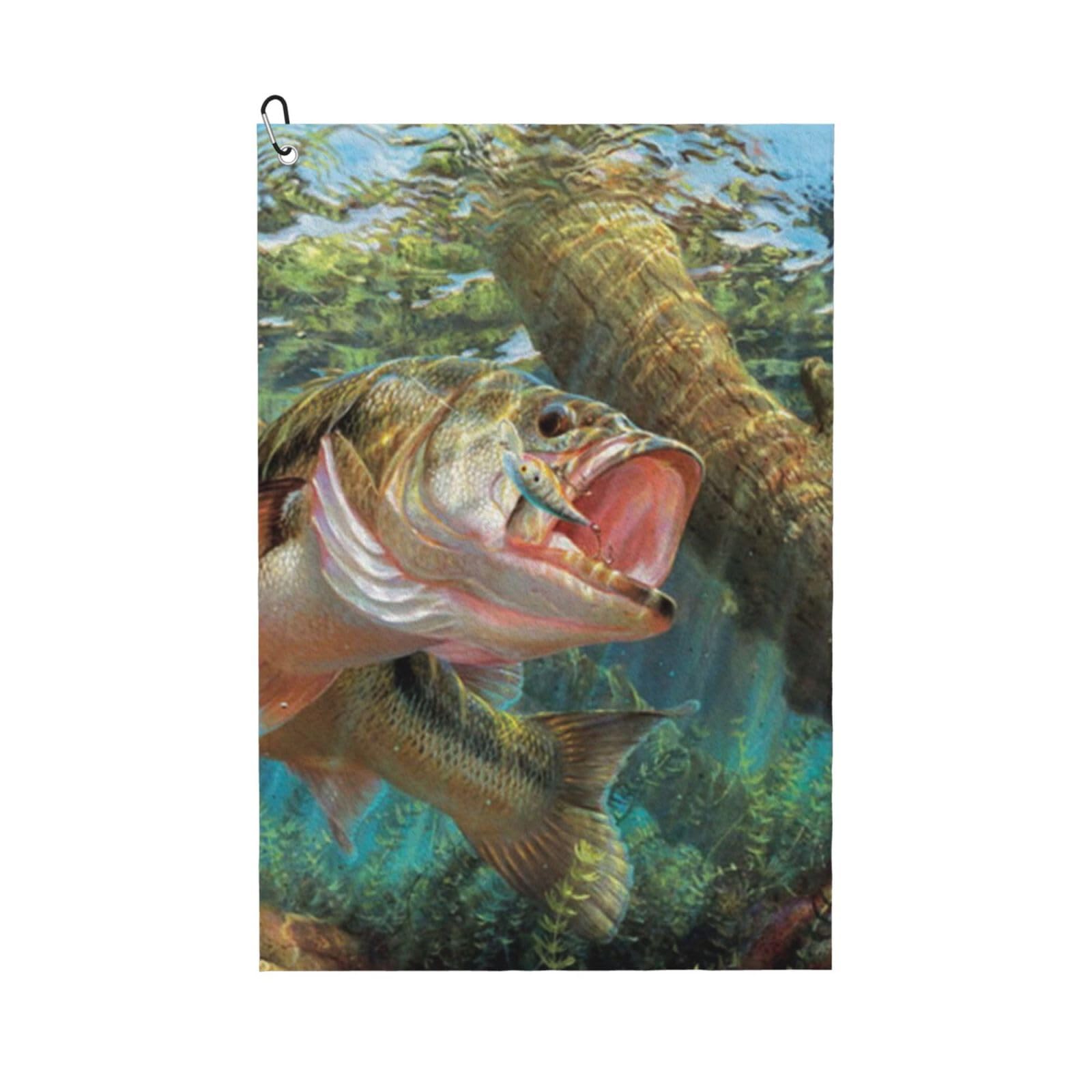 Hnnkloy Fish Printed Parties, 16x24 in Portable Waffle Golf Towels with Carabiner Clip for Golf Bag