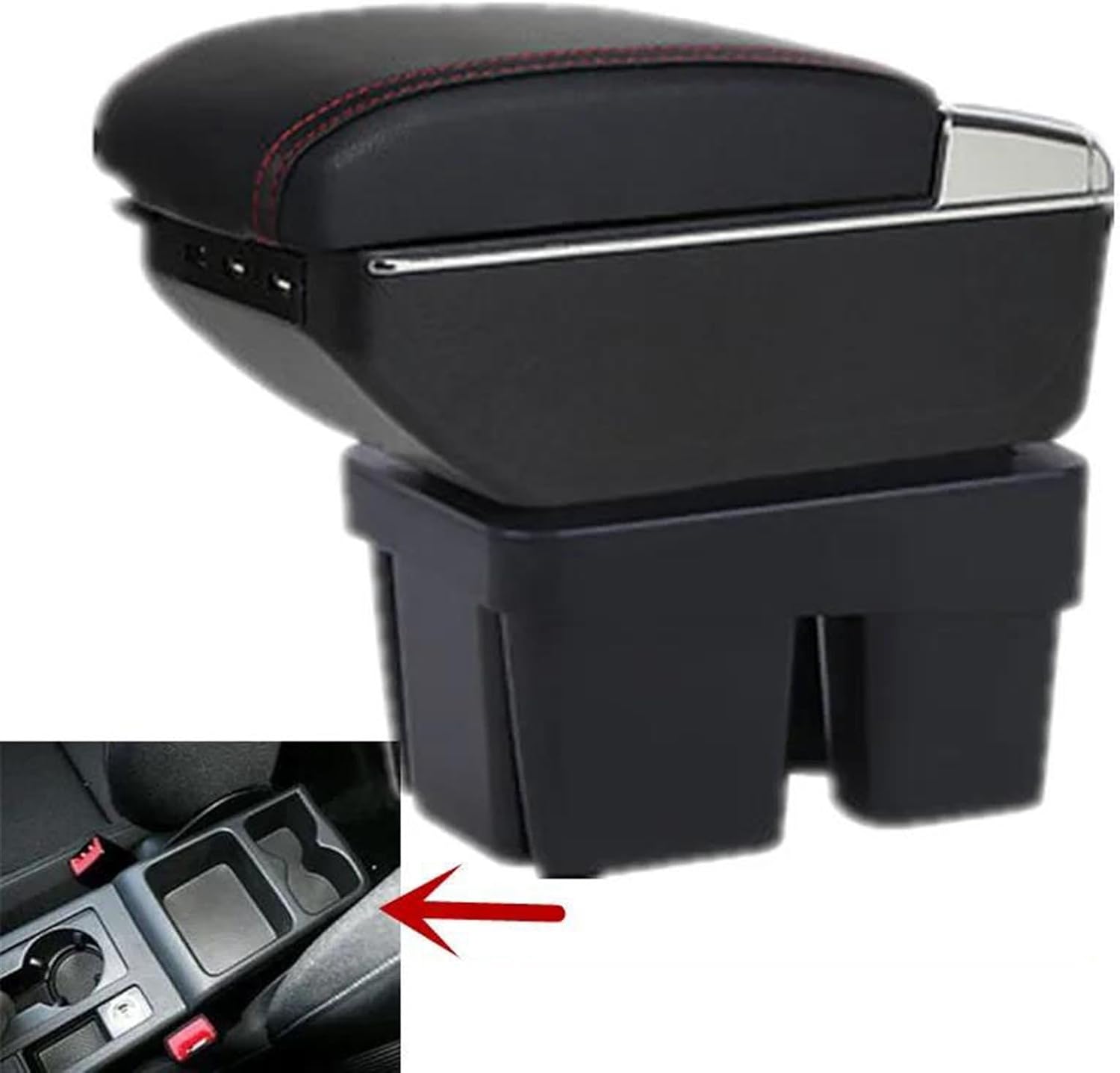 Car Arm Rest Armrest Box With Cup Holder Double Layer Storage Armrest Box With 7 USB Ports For VW For Golf Mk7 2013 2014 2015 2016 2017
