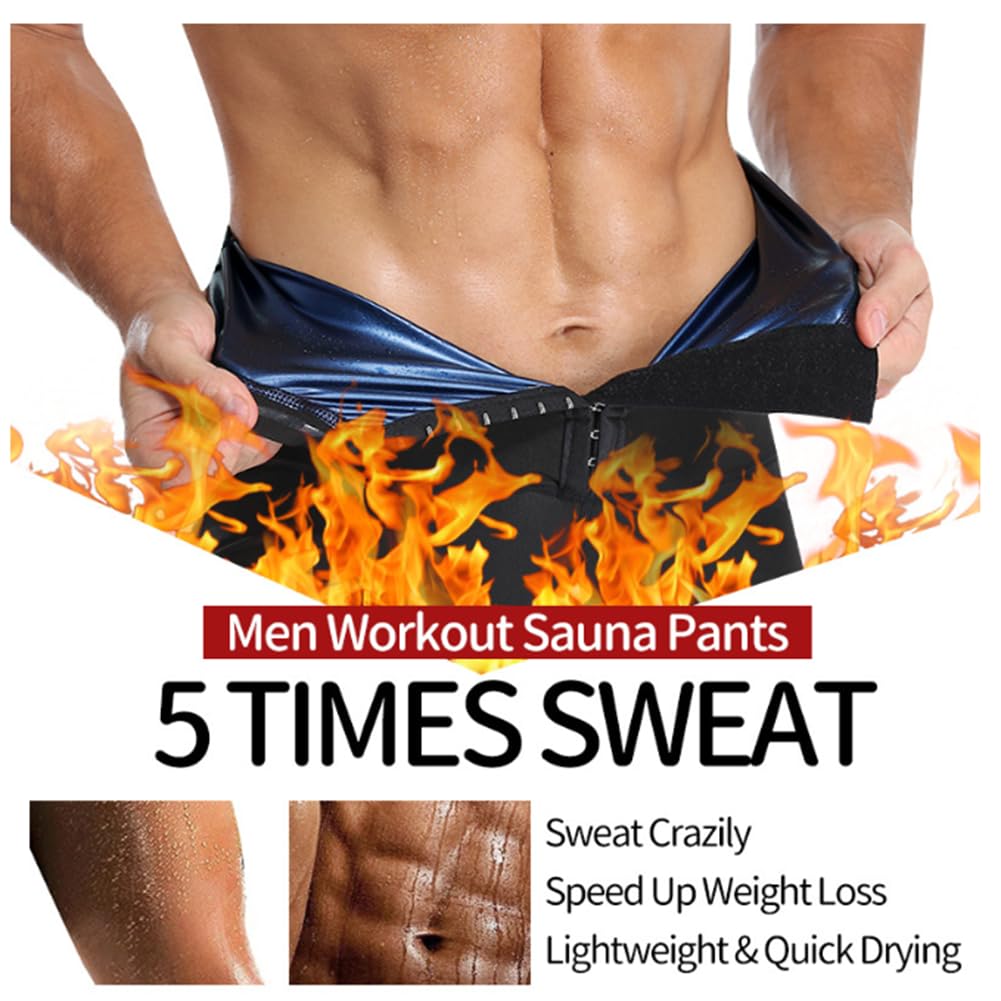 Hombre Pantalones Sauna Corto de Sudoración Cintura Alta Deporte Fajas Reductoras Leggins Reductores Cortas Fuerte Compresión Térmica