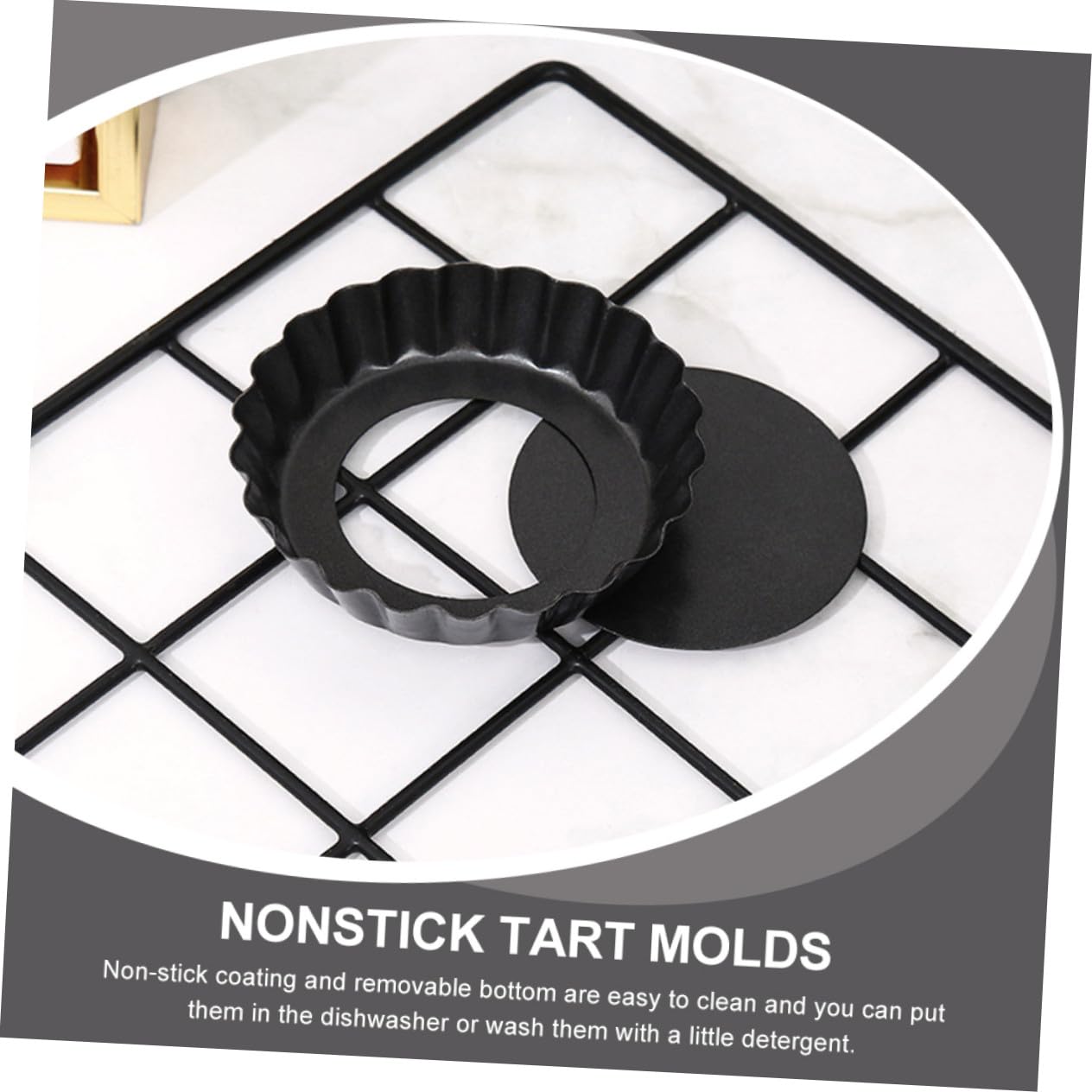 5 piezas Moldes Mini Tartaletas Antiadherentes con Base Extraíble Acero Carbono para Hornear Tartas Quiches y Postres Casa o Profesional
