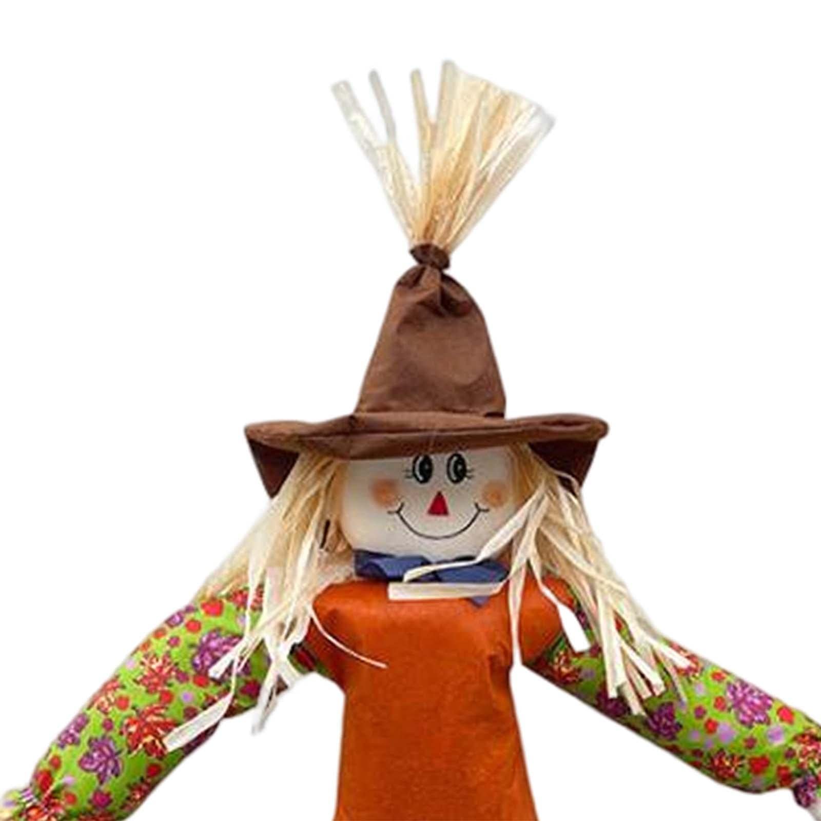 Gralara Épouvantail Décoratif d'automne pour Jardin et Extérieur | Grand Épouvantail Debout de Jardin en Tissu 120 cm, Accessoire de Thanksgiving, Halloween et Fête des Moissons