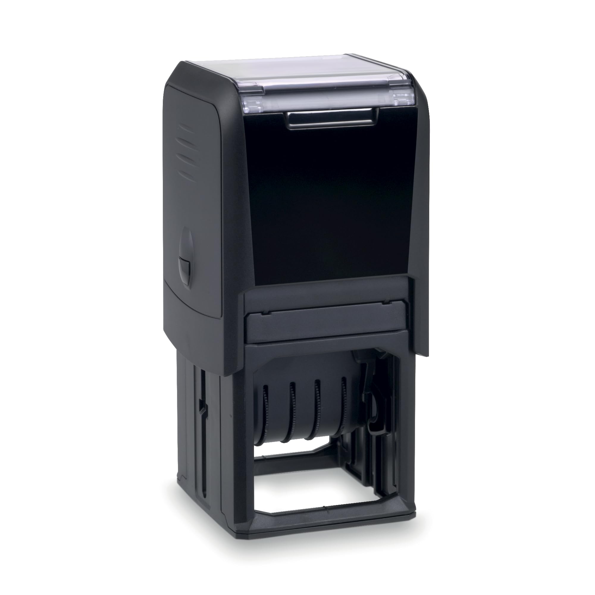Trodat Printy 4724 Timbro Datario con Testo Personalizzato, Autoinchiostrante, Max 3+3 righe, Data Centro, Impronta 40x40 mm, Colore Nero, Cartuccia Inchiostro Verde, Contabilità, Ordini, Logistica
