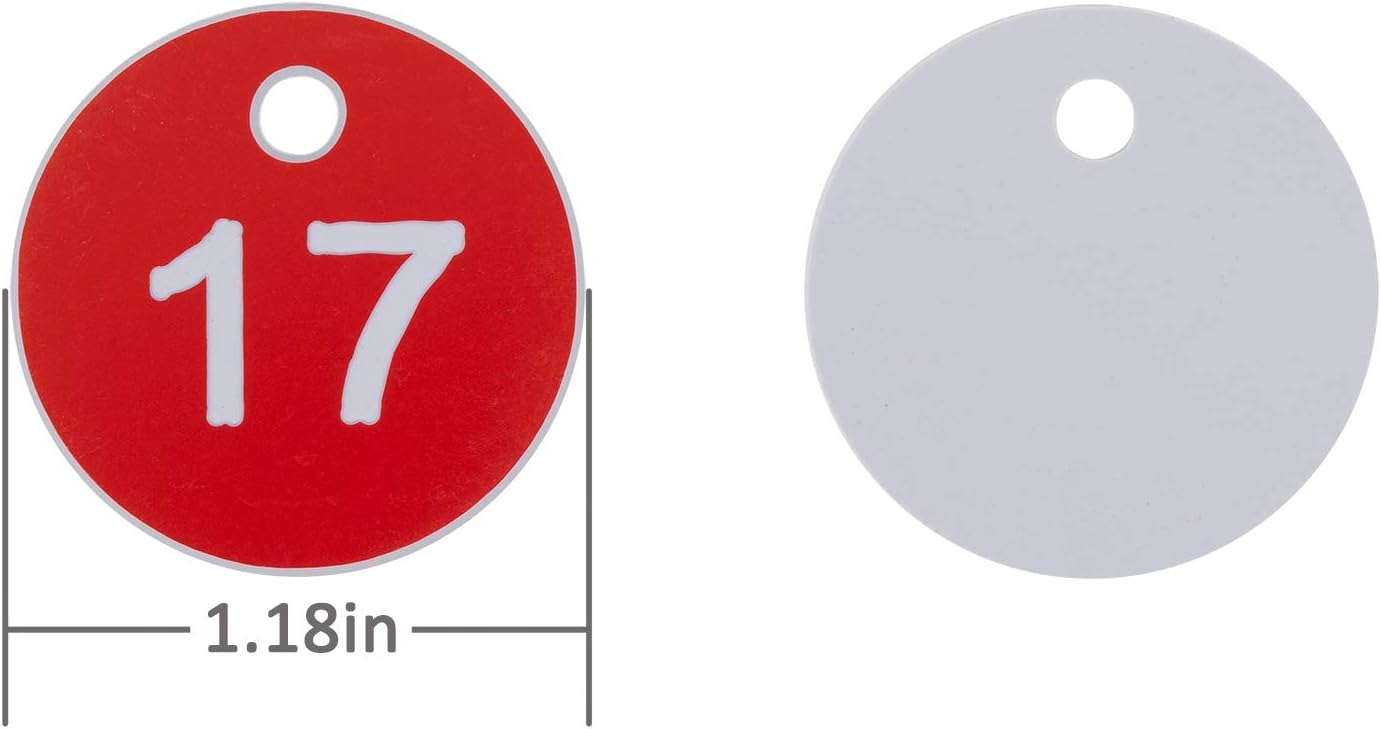 Plastic ID Number Tags Engraved Tags Key Tags Without Key Rings (101-200, Red) image 2