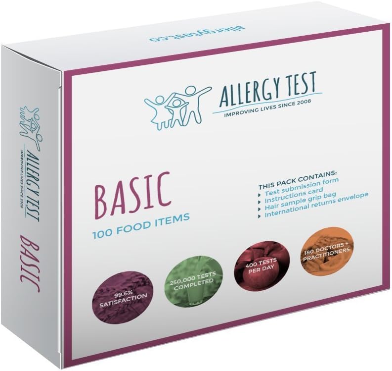 Basic Intolerance Testing | Food Intolerance & Sensitivities Testing Kit | Nuts, Gluten, Lactose | Detects up to 100 Items | Includes 1 Test
