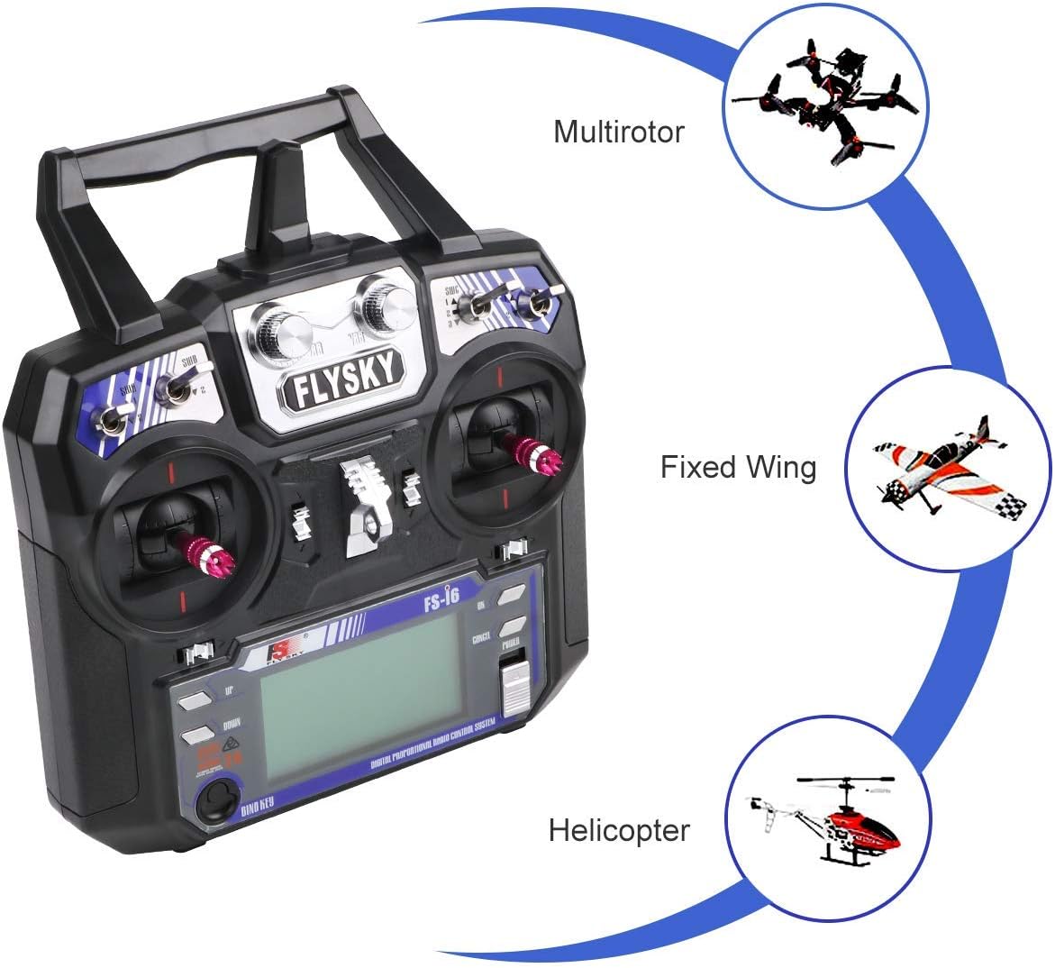 Flysky FS-i6 AFHDS 2A 2.4GHz 6CH Radio System Transmitter with FS-iA6B Receiver for RC Helicopter Glider